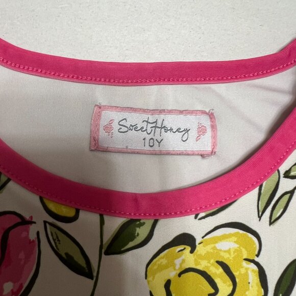 Sweet Honey Girls Floral Rose Ruffle Long Sleeve Swim Top Rashguard Size 10Y - Picture 3 of 5